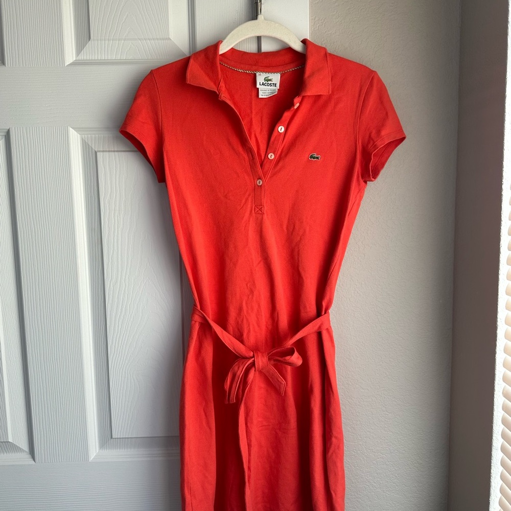 Lacoste Women's Orange/Red Polo Dress
